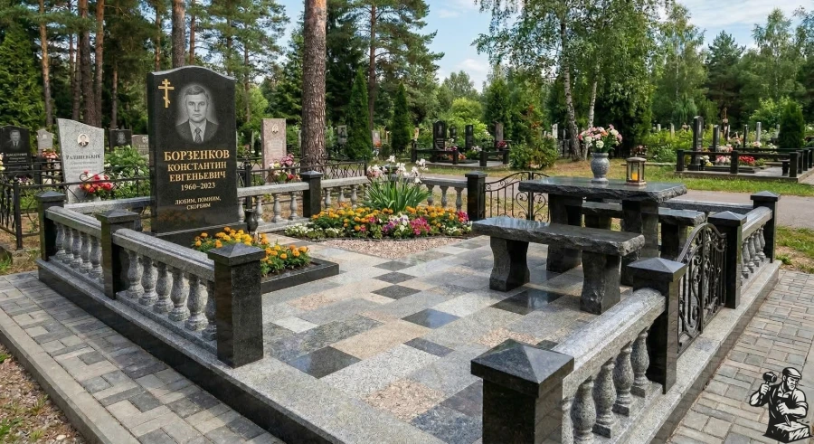 odinochnyj-pamyatnik-s-portretom-i-cvetnikom